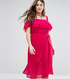 Платье миди с открытыми плечами New Look Curve - Розовый