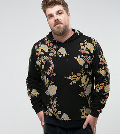 Худи с японским цветочным принтом ASOS PLUS - Черный