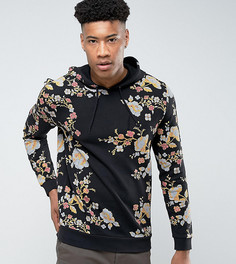 Худи с японским цветочным принтом ASOS TALL - Черный