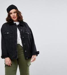 Черная джинсовая куртка на меховой подкладке ASOS CURVE - Черный