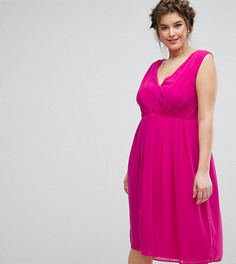 Платье миди со складками ASOS CURVE - Розовый