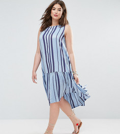 Платье-трапеция миди в полоску ASOS CURVE - Синий
