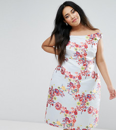 Жаккардовое платье для выпускного с широким вырезом ASOS CURVE SALON Summer - Мульти