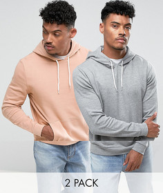 Набор из 2 худи (розовый/ серый меланж) ASOS - СКИДКА - Мульти