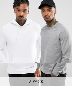 Серый меланжевый свитшот и худи белого цвета ASOS - Мульти