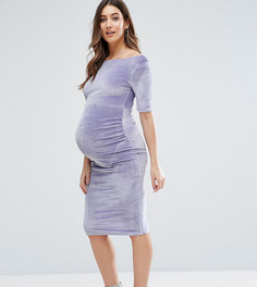Бархатное платье с открытыми плечами ASOS Maternity - Фиолетовый