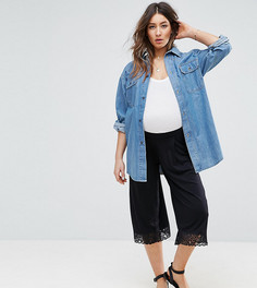 Широкие укороченные кружевные брюки ASOS Maternity - Черный