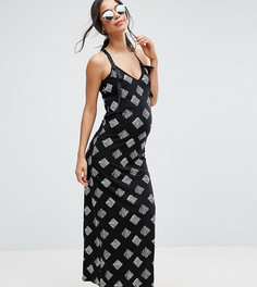 Платье макси с черно-белым принтом ASOS Maternity - Мульти