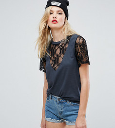 Футболка с кружевными вставками ASOS TALL - Серый