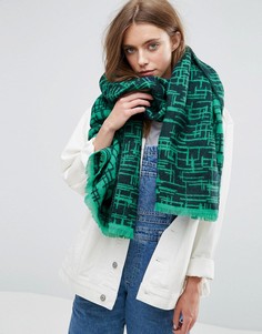 Длинный шарф с графическим узором ASOS - Зеленый