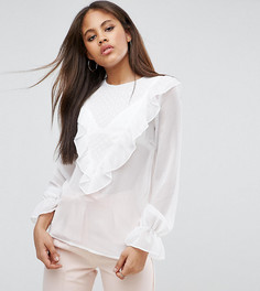 Блузка с длинными рукавами и оборками Y.A.S Tall - Белый
