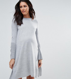 Трикотажное платье с рукавами клеш ASOS Maternity - Серый