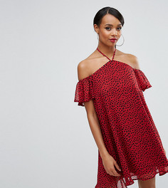 Свободное платье с леопардовым принтом Rare London - Красный