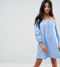 Трикотажное платье с открытыми плечами и расклешенными рукавами ASOS PETITE - Мульти
