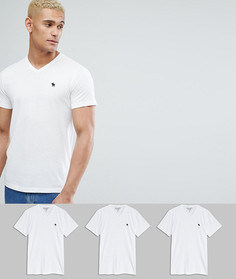 3 белых обтягивающих футболки с V-образным вырезом Abercrombie &amp; Fitch - СКИДКА 25 - Белый