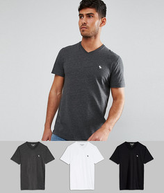 3 футболки узкого кроя с V-образным вырезом (черный/белый/серый) Abercrombie &amp; Fitch - Скидка 25 - Мульти