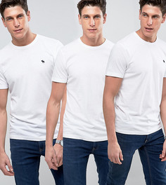 3 белые облегающие футболки с круглым вырезом Abercrombie &amp; Fitch - Скидка 25 - Белый