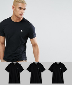 3 облегающие футболки черного цвета с круглым вырезом Abercrombie &amp; Fitch - СКИДКА 25 - Черный