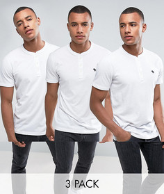 3 белых обтягивающих футболки хенли Abercrombie &amp; Fitch - Скидка 30 - Белый