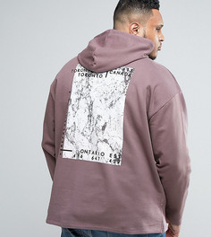 Oversize-худи удлиненного кроя с мраморным принтом ASOS PLUS - Фиолетовый