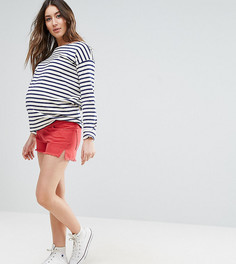 Красные джинсовые шорты с разрезами по бокам ASOS MATERNITY - Красный