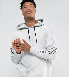 Оверсайз-худи с эффектом кислотной стирки и принтом на рукаве ASOS TALL - Серый