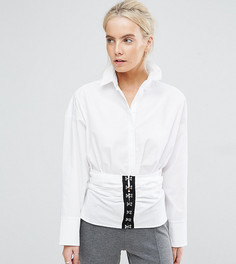 Хлопковая рубашка с корсетной вставкой ASOS PETITE PREMIUM - Белый