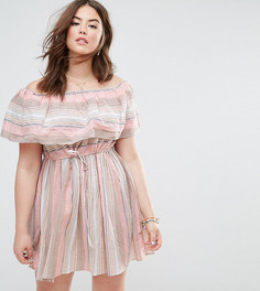 Пляжный сарафан в полоску с открытыми плечами ASOS CURVE - Мульти