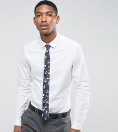 Белая облегающая рубашка с темно-синим галстуком с цветочным принтом ASOS - Белый