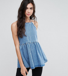 Джинсовый топ с оборкой ASOS TALL - Синий