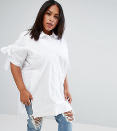 Хлопковая рубашка‑туника с разрезами ASOS CURVE - Синий