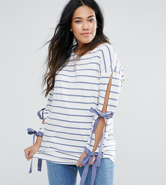 Топ с полоску с завязками на рукавах ASOS CURVE - Мульти