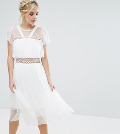 Платье миди с рюшами и отделкой True Decadence Petite - Белый