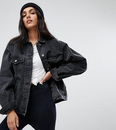 Черная выбеленная джинсовая куртка ASOS TALL - Черный