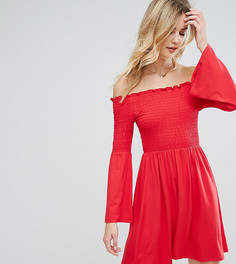 Платье мини со спущенными плечами и расклешенными рукавами ASOS TALL - Красный