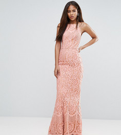 Кружевное платье макси с высоким воротом Jarlo Tall - Розовый