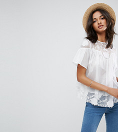 Топ с кружевными вставками и вышивкой ASOS TALL - Белый