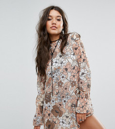 Свободное платье с цветочным принтом Missguided - Бежевый