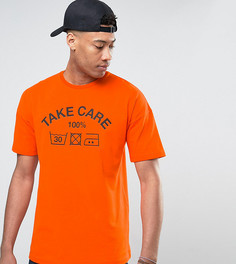 Свободная футболка с принтом Take Care ASOS TALL - Оранжевый