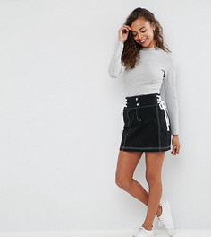 Мини-юбка со шнуровкой по бокам ASOS PETITE - Черный
