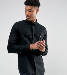 Рубашка навыпуск из ткани с добавлением льна ASOS TALL - Черный