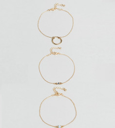 Набор из 3 узких браслетов (с кольцом/с искусственным опалом/др.) ASOS - Золотой