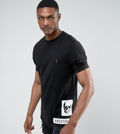 Свободная футболка с черепом и эффектом кислотной стирки ASOS TALL - Черный