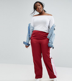 Прямые спортивные брюки с полосками по бокам ASOS CURVE - Красный