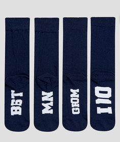 Набор из 2 пар носков с отделкой ASOS Wedding - Темно-синий