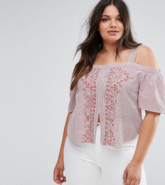 Топ с открытыми плечами и вышивкой Boohoo Plus - Красный