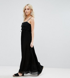 Платье макси с отделкой кроше Boohoo Petite - Черный