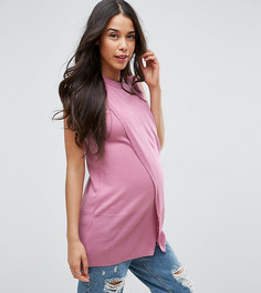 Вязаный топ без рукавов с запахом ASOS Maternity NURSING - Розовый