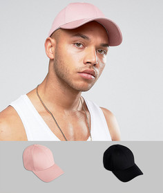 2 бейсболки (черный, розовый) ASOS - Мульти