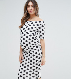 Платье в горошек с рукавами до локтя ASOS Maternity - Белый